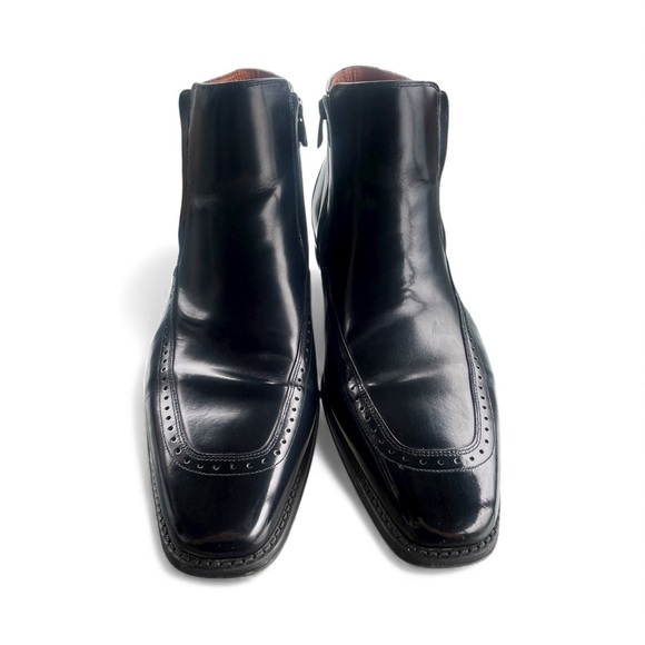 Stacy Adams Men’s Black Leather Ankle Boots Zip Dress Shoes Memory Foam Sz 13 - Picture 4 of 10